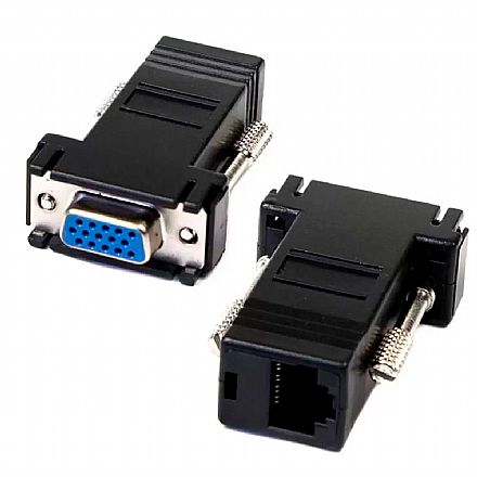 Cabo & Adaptador - Extensor VGA via Cabo de Rede - VGA para RJ45 - (DB15 F x RJ45 F) - Alcance de até 20 metros