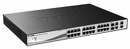 Rede Switch - Switch 24 portas D-Link DES-1210-28P - 24 portas 100Mbps PoE + 2 portas Gigabit + 2 portas Combo Mini-GBIC