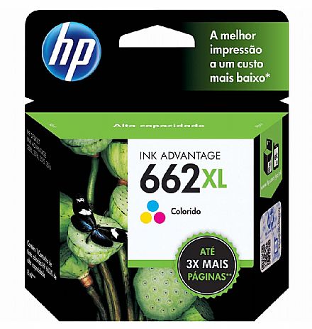 Cartucho - Cartucho HP 662XL Colorido - CZ106AB - Para Deskjet 1515 / 1516 / 2545 / 2546 / 2646 / 3546 / 4646