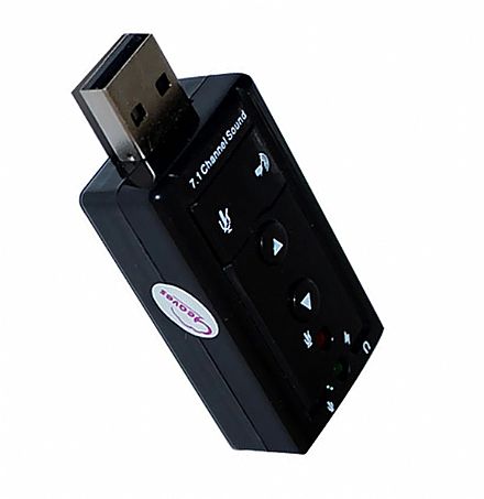 Placa de Som - Placa de Som Externa USB - Som Virtual 7.1 e Microfone - AD0021