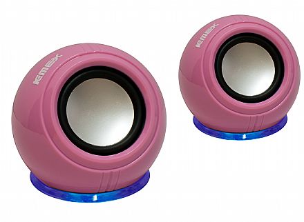 Caixa de Som - Caixa de Som K-Mex SP-U940 - Efeito com LED Azul - 3W RMS - Rosa