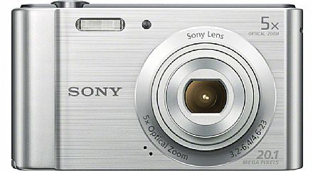 Câmera Digital - Sony Cyber-Shot DSC-W800 - 20.1 Mega Pixels - Zoom Óptico 5x - Filma em HD - Foto Panorâmica - Prata