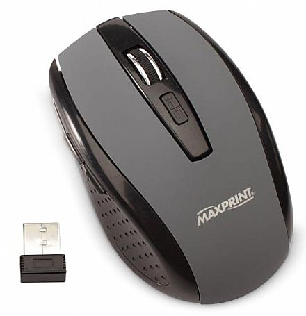 Mouse - Mouse sem Fio Maxprint 607612 - 2.4 GHz - 5 botões - Preto e Cinza