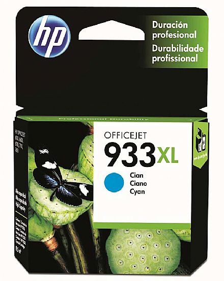 Cartucho - Cartucho HP 933 XL Ciano - CN054AL - Para HP Officejet 7110 / 7610 / 7612