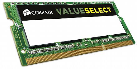 Memória para Notebook - Memória SODIMM 8GB DDR3L 1600MHz Corsair Value - para Notebook - Low Voltage - PC3L-12800 - CMSO8GX3M1C1600C11