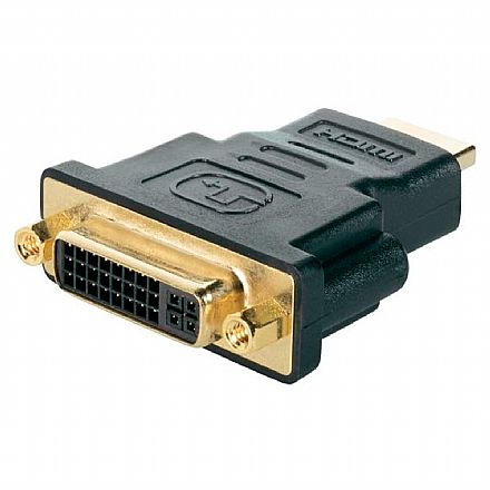 Cabo & Adaptador - Adaptador Conversor HDMI para DVI-I - Dual Link - 24+5 Pinos (HDMI M X DVI-I F)