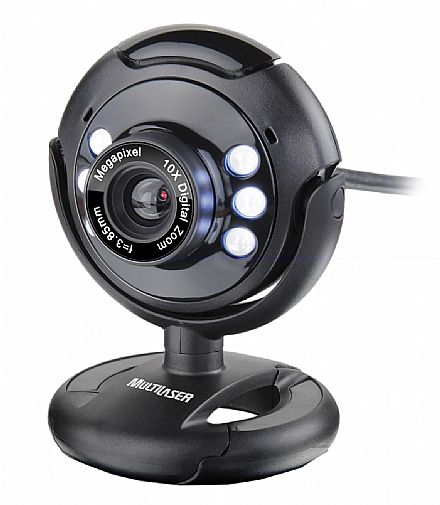 Webcam - Web Câmera Multilaser Nightvision WC045 - com Microfone e LED