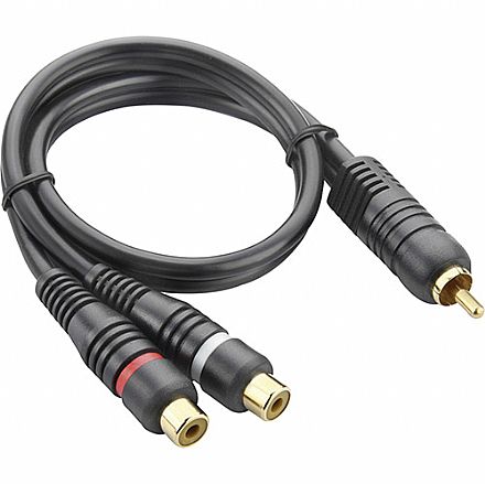 Cabo & Adaptador - Cabo Y RCA - 1 RCA Macho para 2 RCA Femea - 20cm - Multilaser AU504