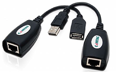Placas e Adaptadores de rede - Extensor USB via Cabo de Rede - USB para RJ45 - Alcance de até 50 metros - Comtac 9312