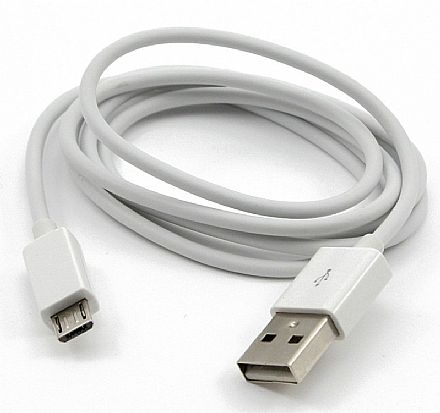 Cabo & Adaptador - Cabo Micro USB para USB - 90cm - Branco - para Celulares, Tablets, Câmeras