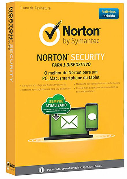 Software - Norton Security - Licença de 1 ano para 1 Dispositivo - para PC, Mac, Android ou iOS