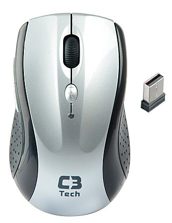 Mouse - Mouse sem Fio C3Tech M-W012 SI - 2.4GHz - 1600dpi - Prata