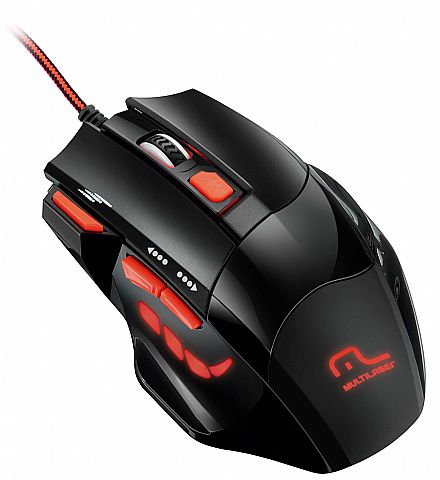 Mouse - Mouse Gamer Multilaser Firemouse MO236 - 2400dpi - 7 botões - com LED Vermelho