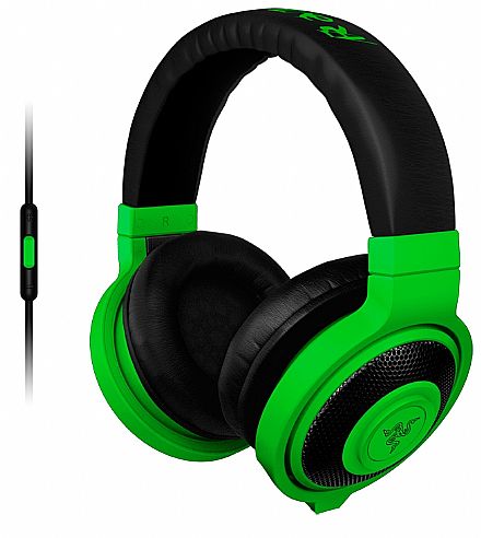 Fone de Ouvido - Fone de Ouvido Razer Kraken Neon - com Microfone destacável - com Controle de Volume - Conector P2 - Verde - RZ04-01400100-R3U1