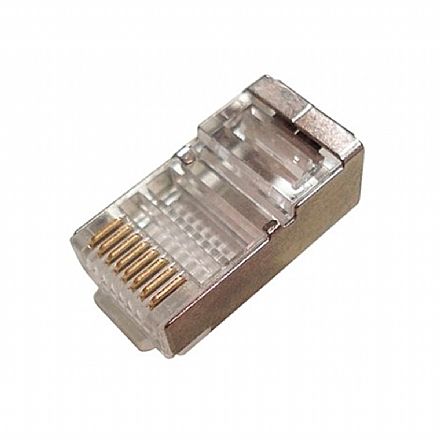 Acessórios para rede - Plug Conector RJ45 Macho Cat 5 - 8 vias - Blindado - CY-7014