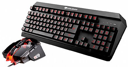 Kit Teclado e Mouse - Kit Teclado e Mouse Gamer Cougar - Teclado Híbrido Mecânico - ANSI - 8200dpi - Mouse 8 Botões - com Iluminação LED