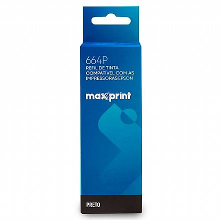 Cartucho - Refil de Tinta Compatível Epson T664120 Preto - Maxprint 6112350 - Para Multifuncionais Tanque de Tinta Epson L110/L210/L220/L355/L365/L375/L380/L395/L495/L555