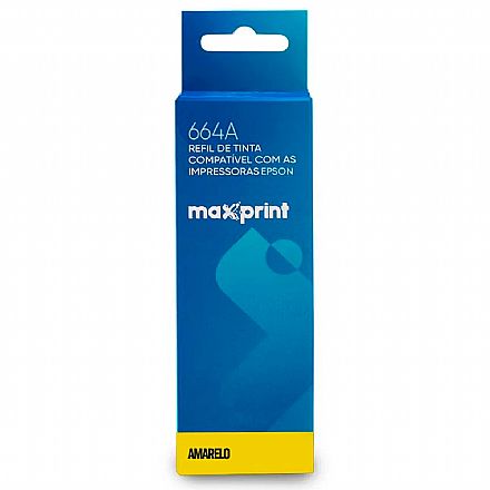 Cartucho - Refil de Tinta Compatível Epson T664420 Amarelo - Maxprint 6112383 - Para Multifuncionais Tanque de Tinta Epson L110/L210/L220/L355/L365/L375/L380/L395/L495/L555