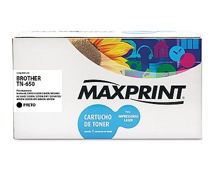 Toner - Toner compatível Brother TN650 Preto - Maxprint 5610706 - Para HL5340D HL5350DN HL5370DW HL5370DWT HL5380D DCP-8070D DCP-8080DN DCP-8085DN MFC-8480DN MFC-8890DW