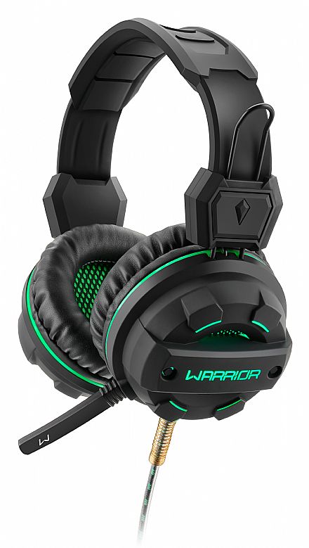Fone de Ouvido - Headset Gamer Multilaser Warrior PH143 - com Microfone - LED Verde - Conector P2 e USB - Preto