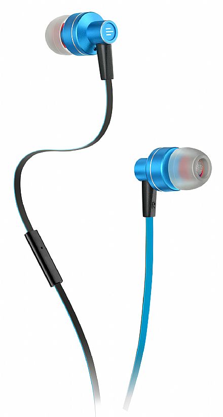 Fone de Ouvido - Fone de Ouvido Multilaser Pulse PH157 - com Microfone - Conector P2 - Azul e Preto