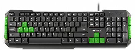 Teclado - Teclado USB Multimídia Gamer Multilaser TC201 - Teclas Direcionais em Verde