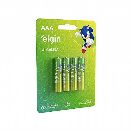 Bateria & Pilhas - Pilha Alcalina AAA Elgin LR03 - 4 unidades - 82155