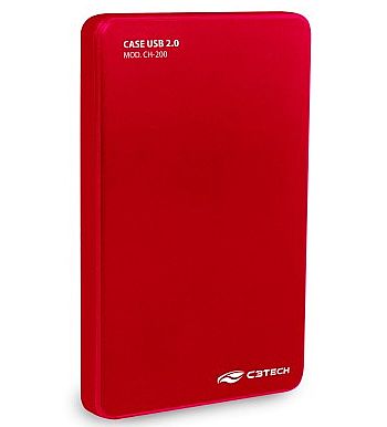 Storage / Case / Dockstation - Case para HD SATA 2.5" C3 Tech - Vermelho - CH-200-RD - USB 2.0