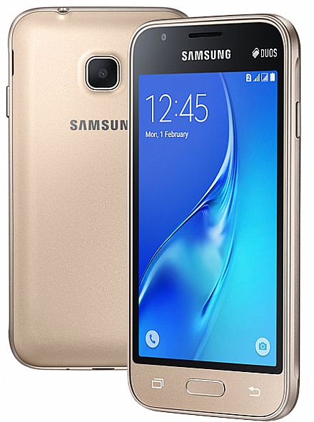 Smartphone - Smartphone Samsung Galaxy J1 Mini - Tela 4", Quad Core, 8GB - Dourado - SM-J105B