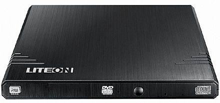 Gravador - Gravador DVD Externo Lite-On Slim - 8x - Portátil - USB - Preto - EBAU108-01