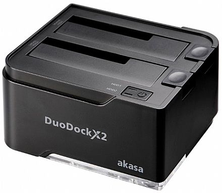 Storage / Case / Dockstation - Docking Station para SSD e HD 2.5" / 3.5" SATA Akasa DuoDock X2 - USB 3.0 - AK-DK06U3-BK