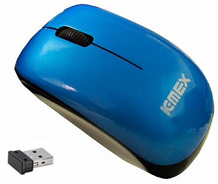 Mouse - Mouse sem Fio K-Mex MA-P333 - Preto e Azul