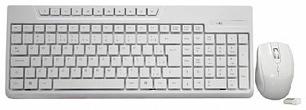 Kit Teclado e Mouse - Kit Teclado e Mouse sem Fio K-Mex - ABNT2 - Teclas multimídia - 1600DPI - Branco - KA-0228 + MA-P334