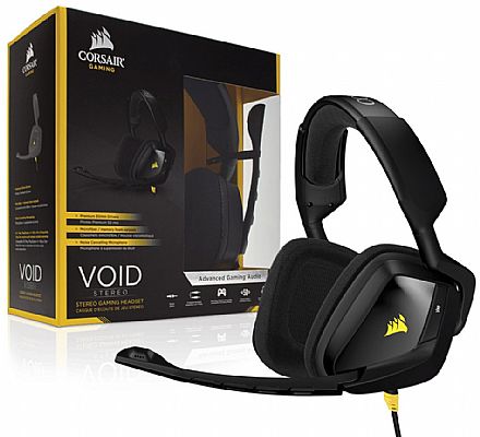 Fone de Ouvido - Headset Corsair Gaming Void Stereo CA-9011131-EU - Conector P2 - com Cancelamento de Ruidos - Preto e Amarelo