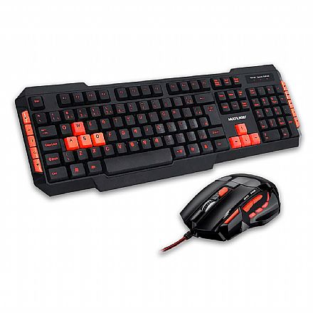 Kit Teclado e Mouse - Kit Teclado e Mouse Gamer Multilaser - Vermelho - Teclas Multimídia - 2400dpi - Botão Atirador - TC160 / MO236