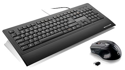 Kit Teclado e Mouse - Kit Teclado USB e Mouse sem fio Multilaser - 1600dpi - TC128 / MO221