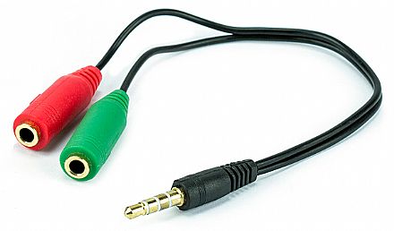 Acessorios de som - Cabo Adaptador P3 Macho para 2 P2 Fêmea 3,5mm - Fone e Microfone para Headset