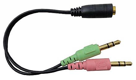 Acessorios de som - Cabo Adaptador P3 Fêmea para 2 P2 Macho 3,5mm - Fone e Microfone para Headset