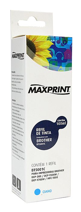 Cartucho - Refil de Tinta Compatível Brother BT5001C Ciano - Maxprint 6116025 - Para Brother DCP-300 / DCP-T500W / DCP-T700W MFC-T800 - Outlet