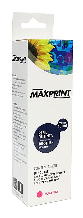 Cartucho - Refil de Tinta Compatível Brother BT5001M Magenta - Maxprint 6116030 - Para Brother DCP-300 / DCP-T500W / DCP-T700W MFC-T800 - Outlet