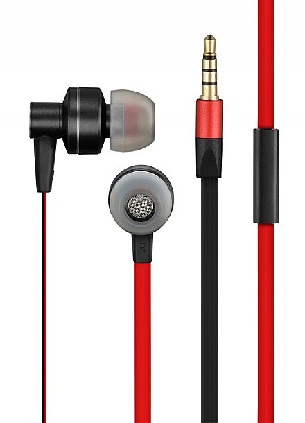 Fone de Ouvido - Fone de Ouvido Multilaser Pulse PH154 - com Microfone - Conector P2 - Vermelho e Preto