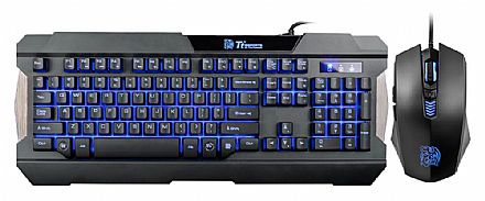 Kit Teclado e Mouse - Kit Teclado e Mouse USB Thermaltake Commander Combo Multi Light - LED 3 cores - KB-CCM-PLBLPB-01