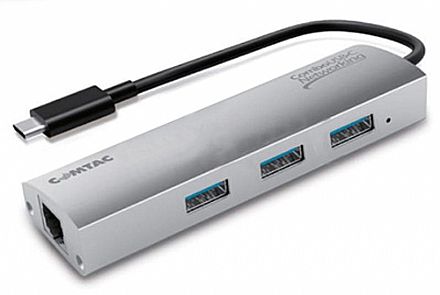 Placas e Adaptadores de rede - Adaptador de Rede Gigabit Ethernet RJ45 - USB-C - com HUB USB 3.1 - Comtac 9340