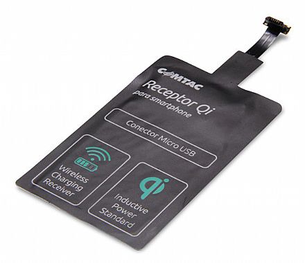 Acessorios de telefonia - Receptor de Carregador sem fio - Padrão Qi - Micro USB - Comtac 9353
