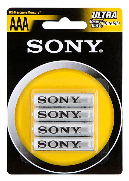 Bateria & Pilhas - Pilha Zinco Carbono AAA Sony - com 4 Pilhas - R03-NUB4A