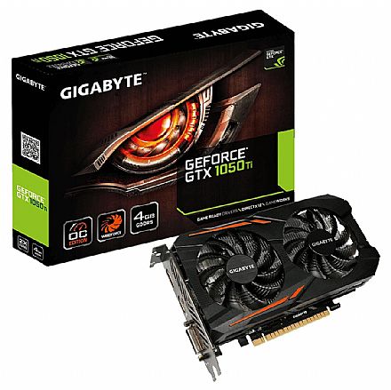 Placa de Vídeo - GeForce GTX 1050 Ti 4GB GDDR5 128bits - Overclock Edition - Gigabyte GV-N105TOC-4GD