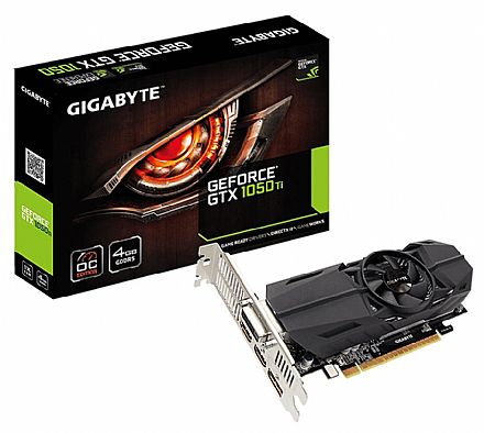 Placa de Vídeo - GeForce GTX 1050 Ti 4GB GDDR5 128bits - Overclock Edition - Gigabyte GV-N105TOC-4GL