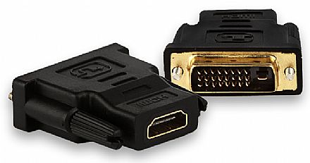 Cabo & Adaptador - Adaptador Conversor DVI-D para HDMI - Dual Link - 24+1 Pinos (DVI-D M X HDMI F)