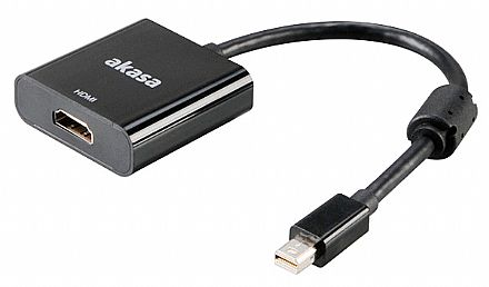 Cabo & Adaptador - Cabo Adaptador Conversor Mini DisplayPort para HDMI - 20cm - Ativo - Suporta até 4k de resolução - (Mini DisplayPort M X HDMI F - Akasa AK-CBDP09-20BK