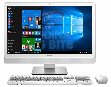 Computador All in One - Computador All in One Dell Inspiron 24 iOne-3464 - Tela 23.8" Full HD Touch, Intel i5 7200U, 8GB, 1TB, DVD, Windows 10 Professional + Teclado e Mouse sem Fio - Outlet - Garantia 1 ano